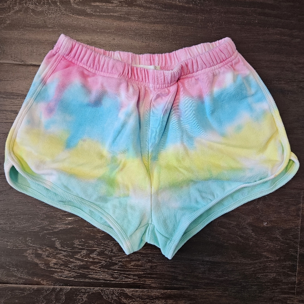 Treasure & Bond Rainbow Tie-Dye French Terry Knit Shorts, Girls Size M